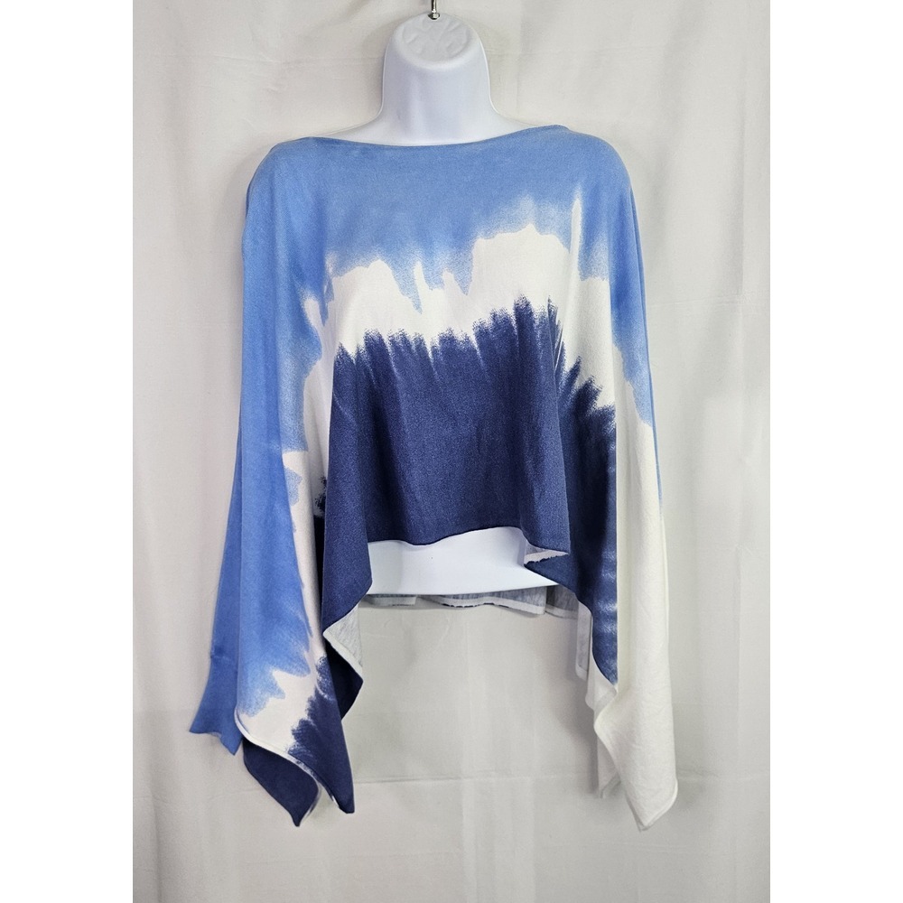 Charlie B Collection Indigo Tye Dye Poncho Sweater Womens Sz.‎ L NWT